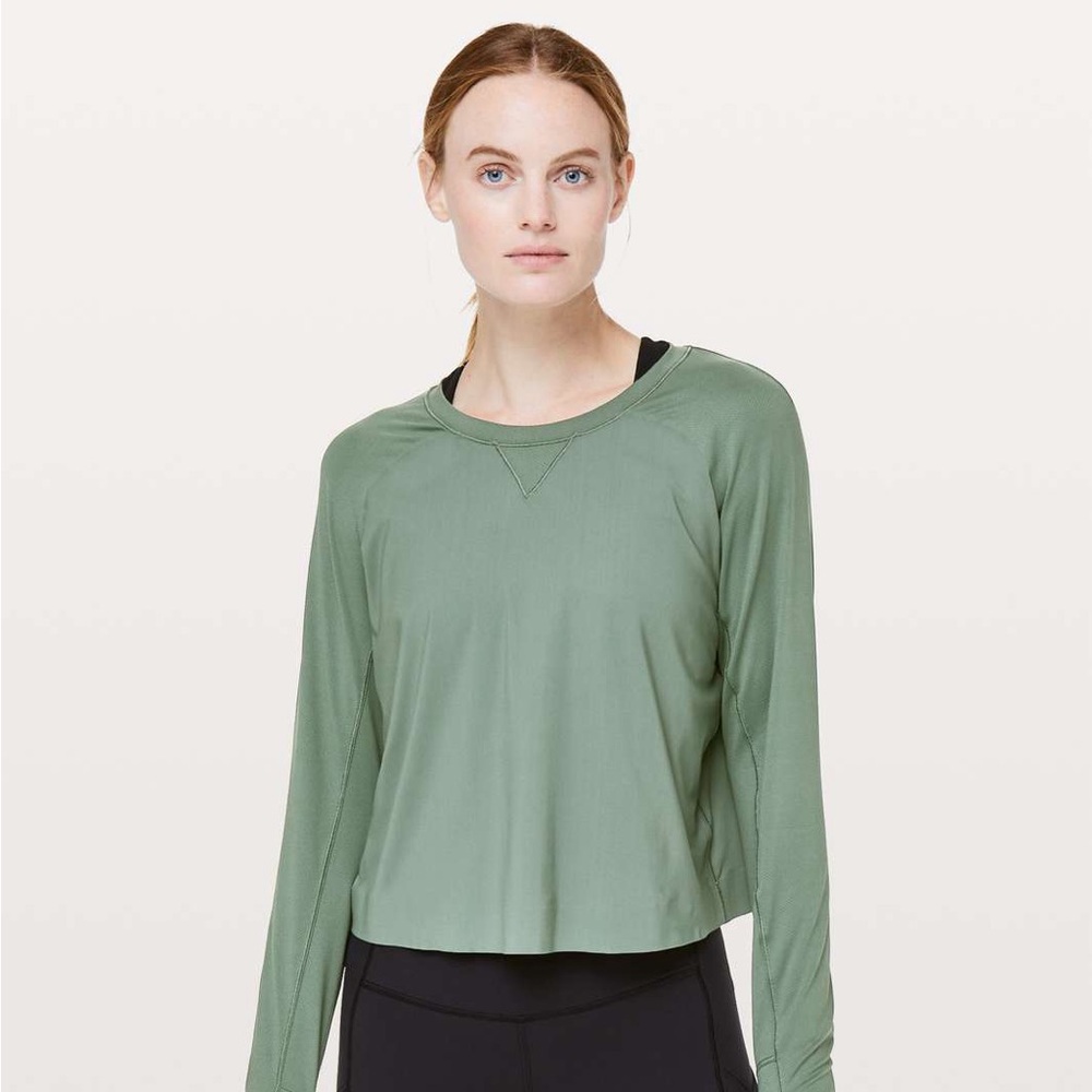 Lululemon Another Lap Strong Long Sleeve Small Dark Forest